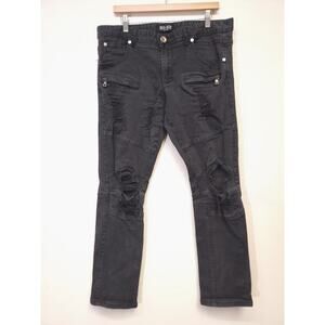 8ighth Dstrkt Jeans Size 38 W Denim Gray Black Mens Distressed Grunge Pockets